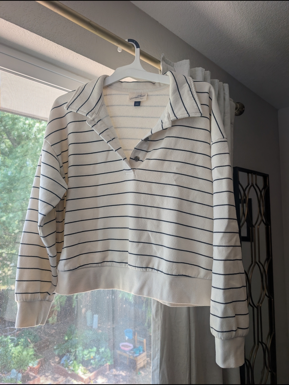 Striped Pullover Sweatshirt - Black on Cream